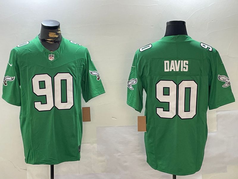 Men Philadelphia Eagles #90 Davis Green Throwback 2024 Nike Vapor Limited NFL Jersey style 1